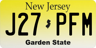 NJ license plate J27PFM