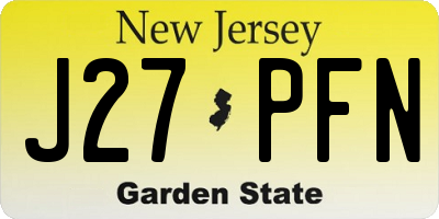 NJ license plate J27PFN