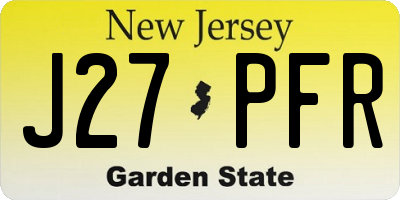 NJ license plate J27PFR