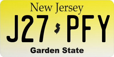 NJ license plate J27PFY