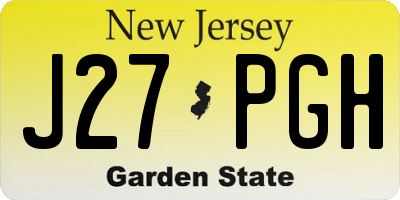 NJ license plate J27PGH