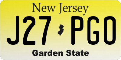 NJ license plate J27PGO