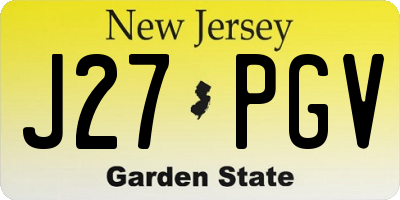 NJ license plate J27PGV