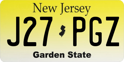 NJ license plate J27PGZ