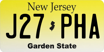 NJ license plate J27PHA