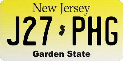 NJ license plate J27PHG