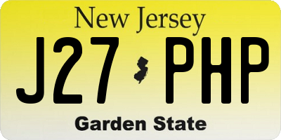 NJ license plate J27PHP