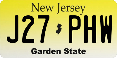 NJ license plate J27PHW