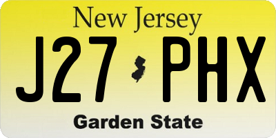 NJ license plate J27PHX