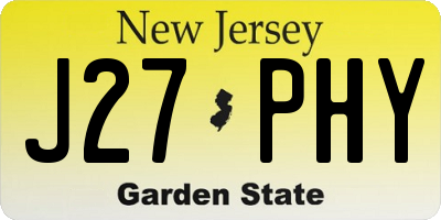 NJ license plate J27PHY