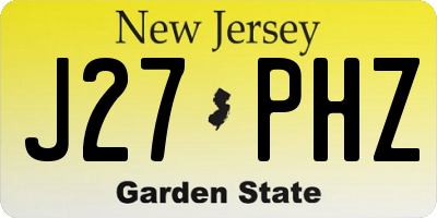 NJ license plate J27PHZ