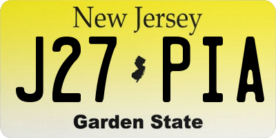 NJ license plate J27PIA