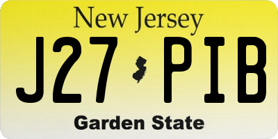 NJ license plate J27PIB