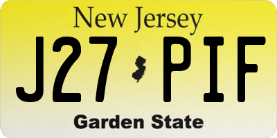 NJ license plate J27PIF