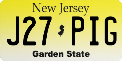NJ license plate J27PIG