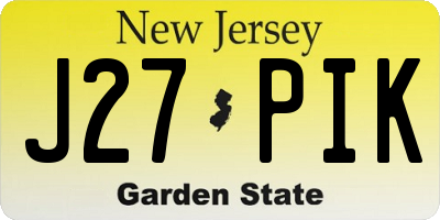 NJ license plate J27PIK