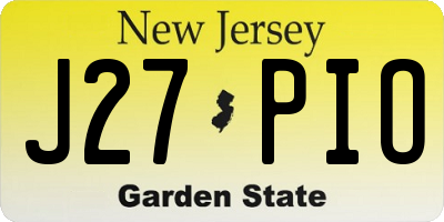 NJ license plate J27PIO