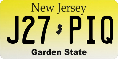 NJ license plate J27PIQ