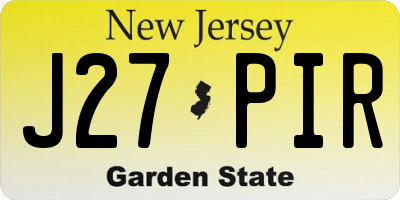 NJ license plate J27PIR