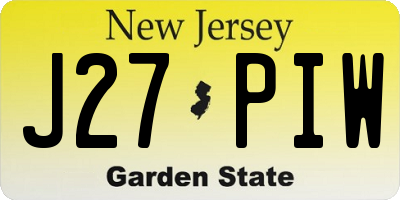 NJ license plate J27PIW