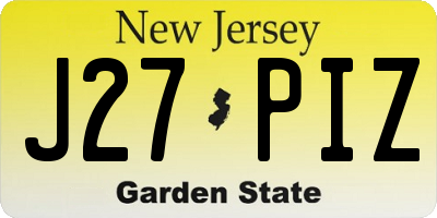NJ license plate J27PIZ