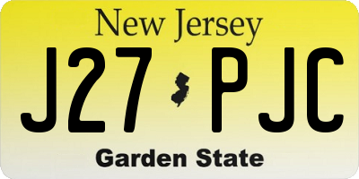 NJ license plate J27PJC