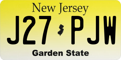 NJ license plate J27PJW