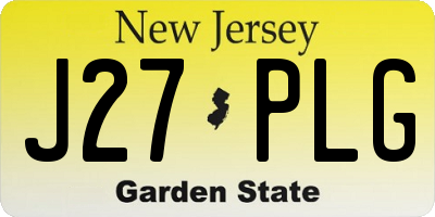 NJ license plate J27PLG