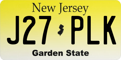 NJ license plate J27PLK