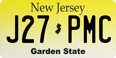 NJ license plate J27PMC