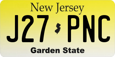 NJ license plate J27PNC