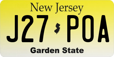 NJ license plate J27POA