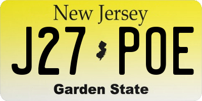 NJ license plate J27POE