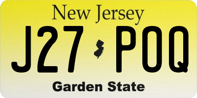 NJ license plate J27POQ