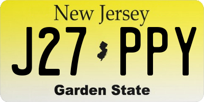 NJ license plate J27PPY