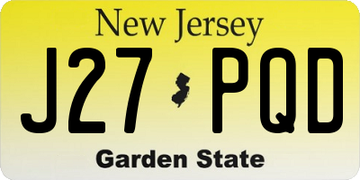 NJ license plate J27PQD