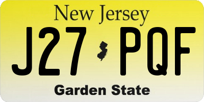 NJ license plate J27PQF