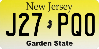 NJ license plate J27PQO