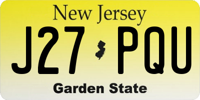 NJ license plate J27PQU