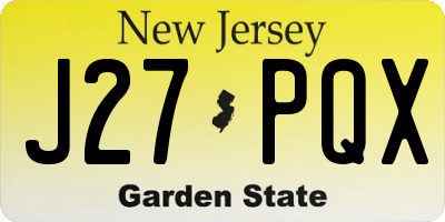 NJ license plate J27PQX