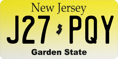 NJ license plate J27PQY