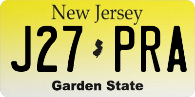 NJ license plate J27PRA