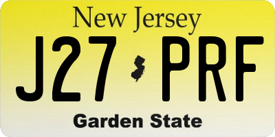 NJ license plate J27PRF