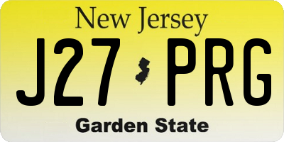 NJ license plate J27PRG