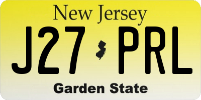 NJ license plate J27PRL