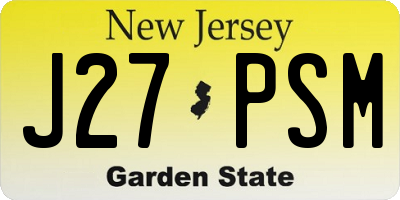 NJ license plate J27PSM