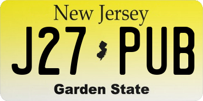 NJ license plate J27PUB