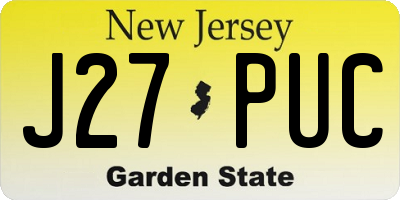 NJ license plate J27PUC