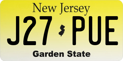 NJ license plate J27PUE