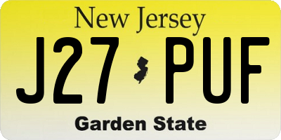 NJ license plate J27PUF